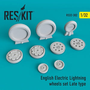 RESKIT RS32-0302 Coffret de roues English Electric Lightning, type tardif, échelle 1/32