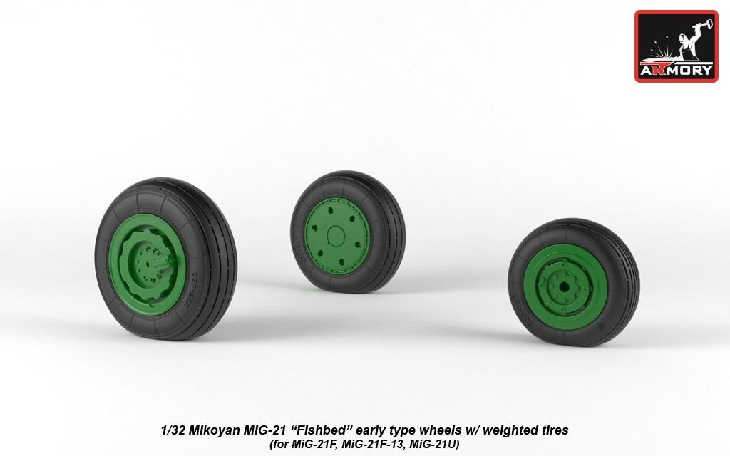 Armory Models AW32009 Mikoyan MiG-21 Fishbed wheels w/ weighted tires, early 1/32 – imagen 6