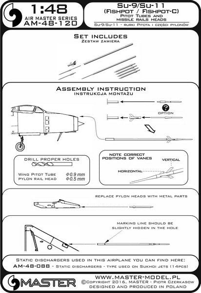 Master AM-48-120 Su-9 / Su-11 (Fishpot / Fishpot C) - Pilot Tubes and missile rails heads 1/48 – immagine 7