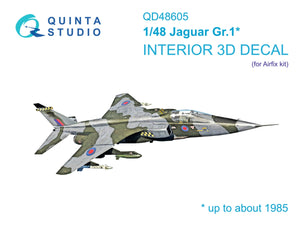 Quinta Studio QD48605 Jaguar Gr.1 3D-Printed &amp;amp; coloured Interior on decal paper (Airfix) 1/48