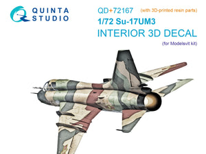 Quinta Studio QD+72167 Su-17UM3 3D-Printed &amp;amp; coloured Interior on decal paper (Modelsvit) (with 3D-printed resin part) 1/72