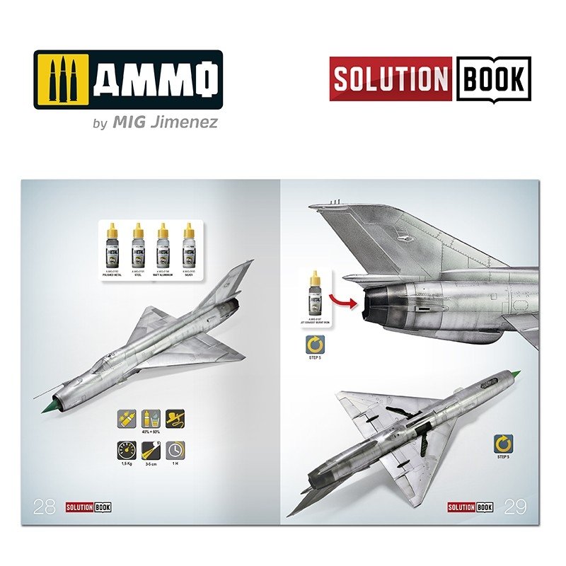 AMMO of Mig Jimenez 6521 How To Paint Bare Metal Aricraft Solution Book – imagen 2