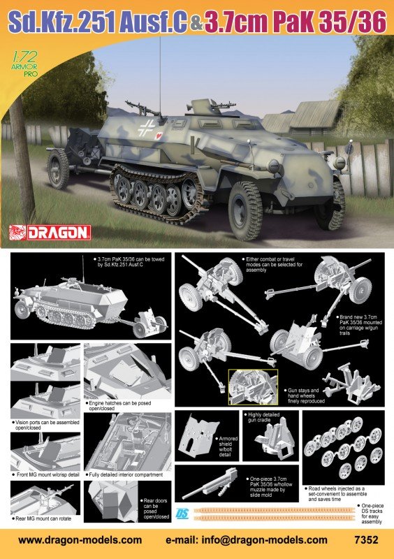 Dragon 7352 SdKfz.251,Ausf.C w.Pak35/36 1/72 – immagine 2