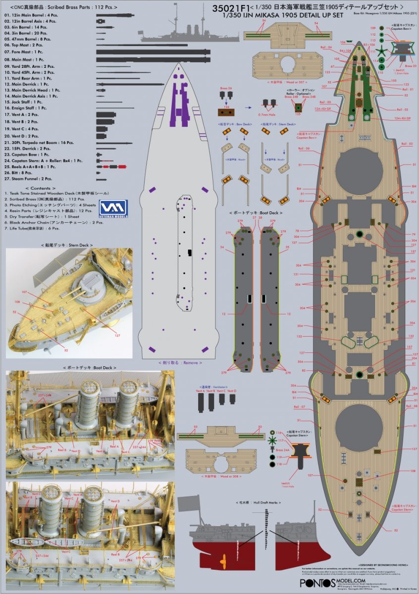 Pontos 35021F1 IJN Mikasa 1905 Detail Up Set 1/350 – imagen 2