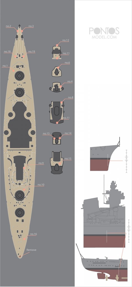 Pontos 35013WD1 DKM Bismarck Wooden Deck set 1/350 – imagen 3