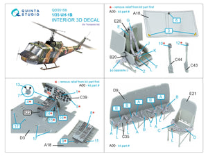 Quinta Studio QD35158 UH-1B 3D-Printed &amp;amp; coloured Interior on decal paper (Trumpeter) 1/35 – imagen 2