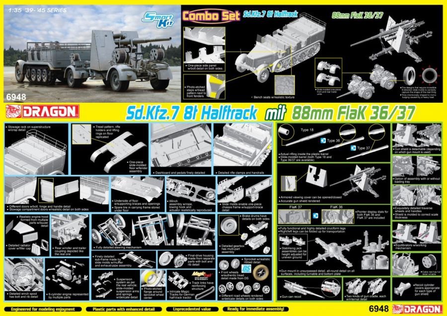 Dragon 6948 Sd.Kfz.7 8(t) Halftrack + 88mm FlaK 36/37 1/35 – Bild 2