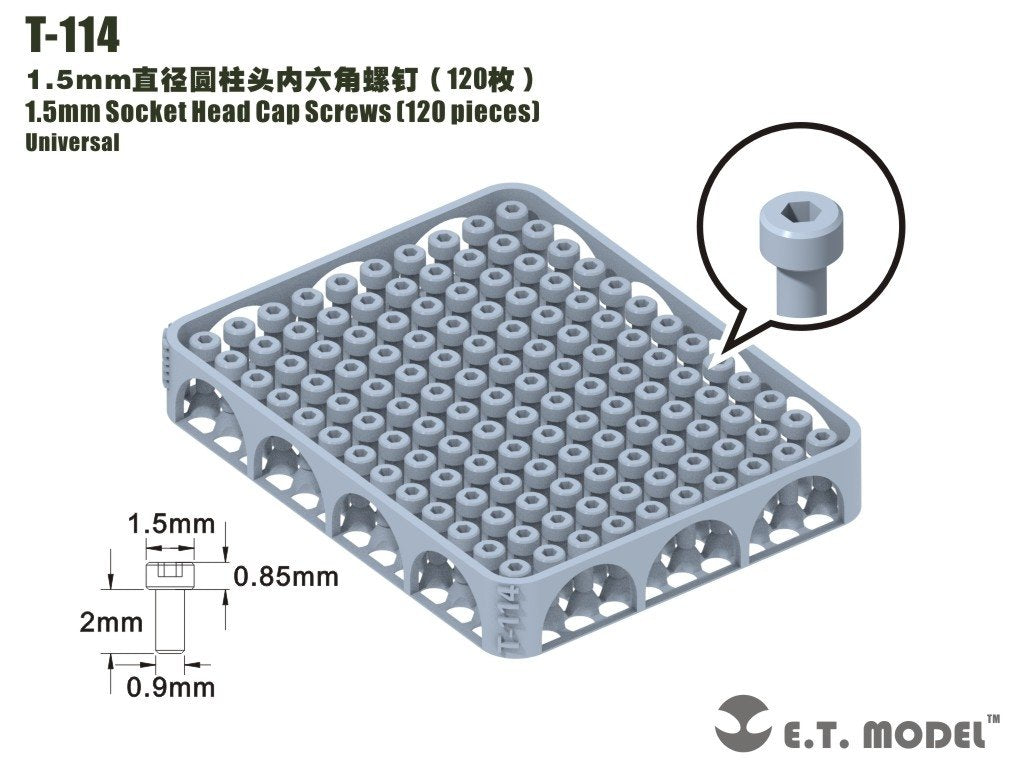 ET Model T-114 1.5mm Socket Head Cap Screws 120 pieces