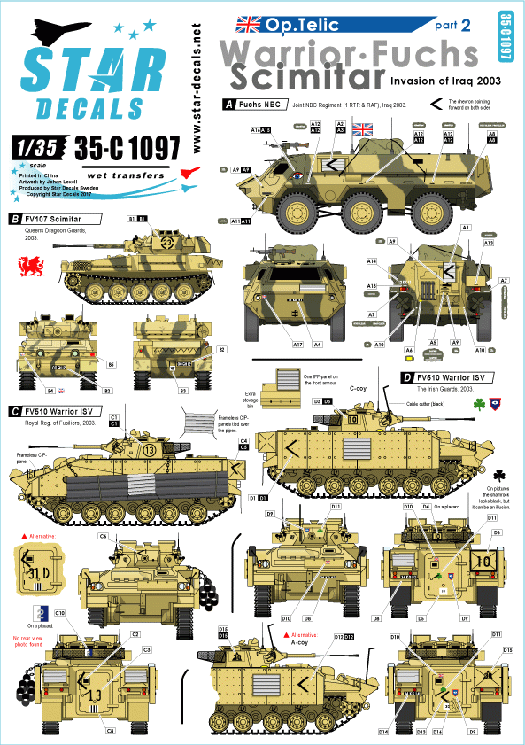 Star Decals 35-C1097, paquet. Telic 2 1/35