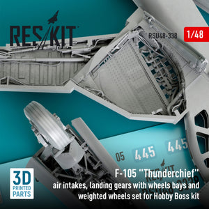 RESKIT RSU48-0338 F-105 Thunderchief air intakes, landing gears with wheels bays and weighted wheels set for Hobby Boss kit (3D Printed) 1/48 – immagine 4