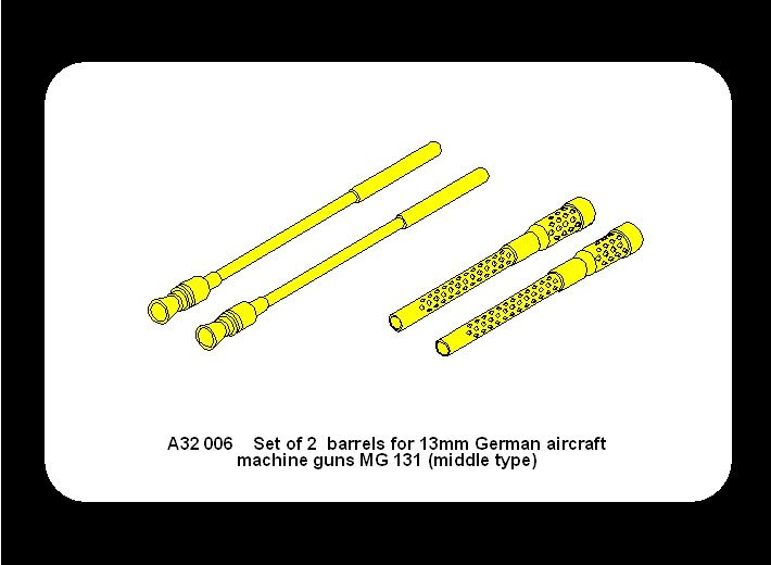 Aber A32006 Set of 2 barrels for German 13mm aircraft machine guns MG 131 (middle type) 1/32 – imagen 6