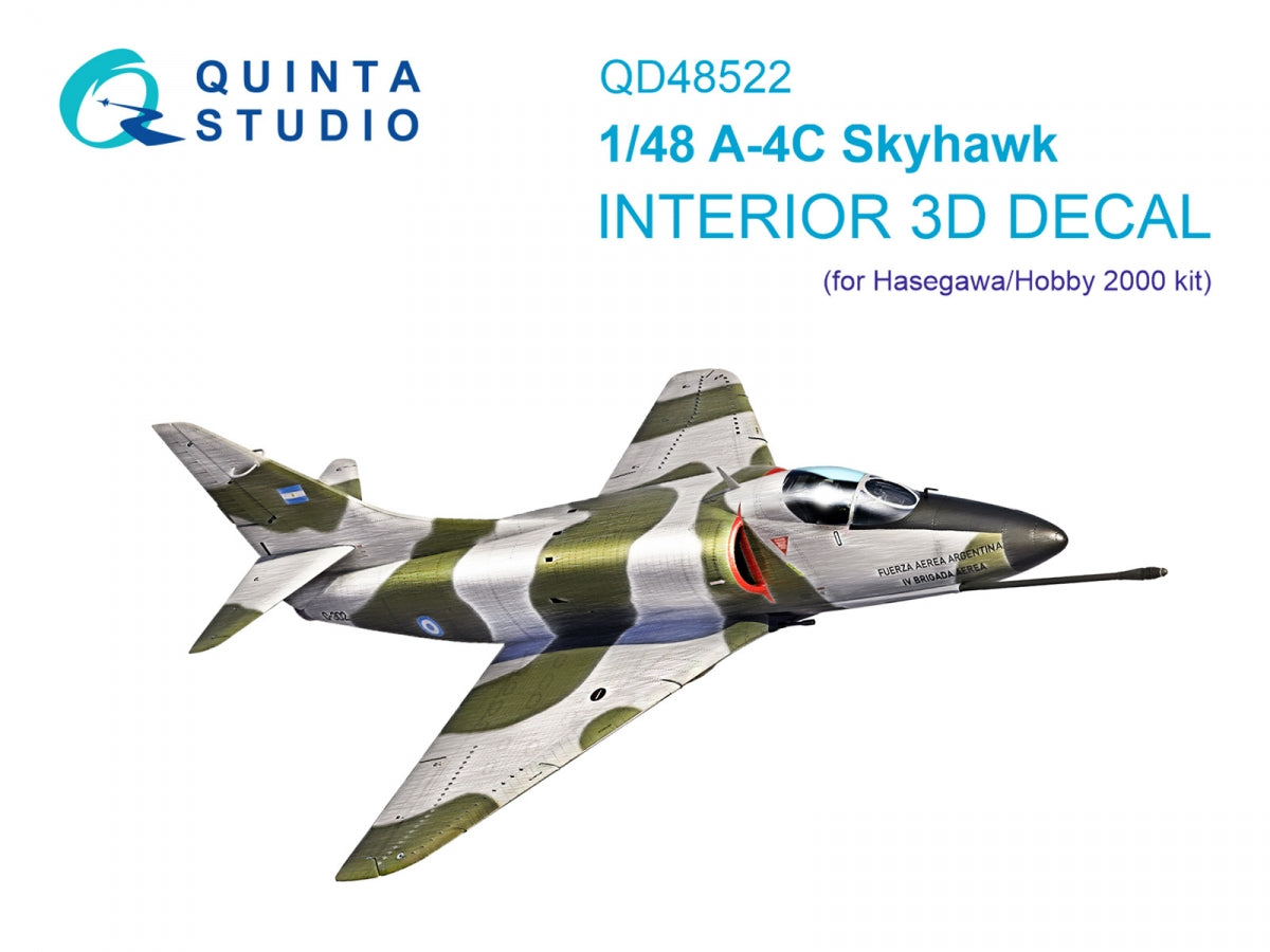 Quinta Studio QD48522 A-4C 3D-Printed & coloured Interior on decal paper (Hasegawa/Hobby2000) 1/48