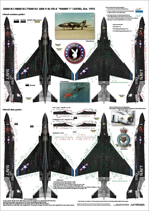 HobbyDecal AL48001V1 F-4J VX-4 Vandy1 Black Bunny October 1972 1/48 – imagen 2