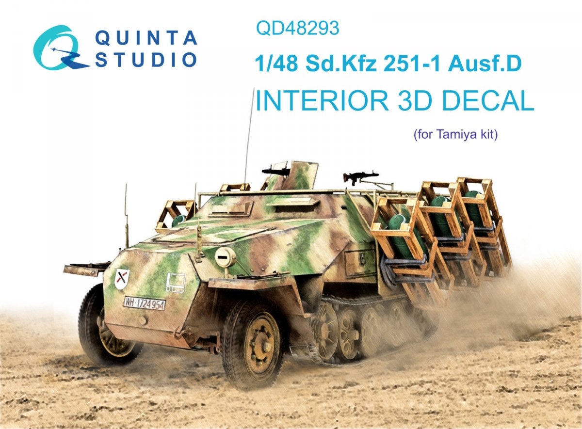 Quinta Studio QD48293 Sd.Kfz 251/1 Ausf.D 3D-Printed &amp;amp; coloured Interior on decal paper (Tamiya) 1/48
