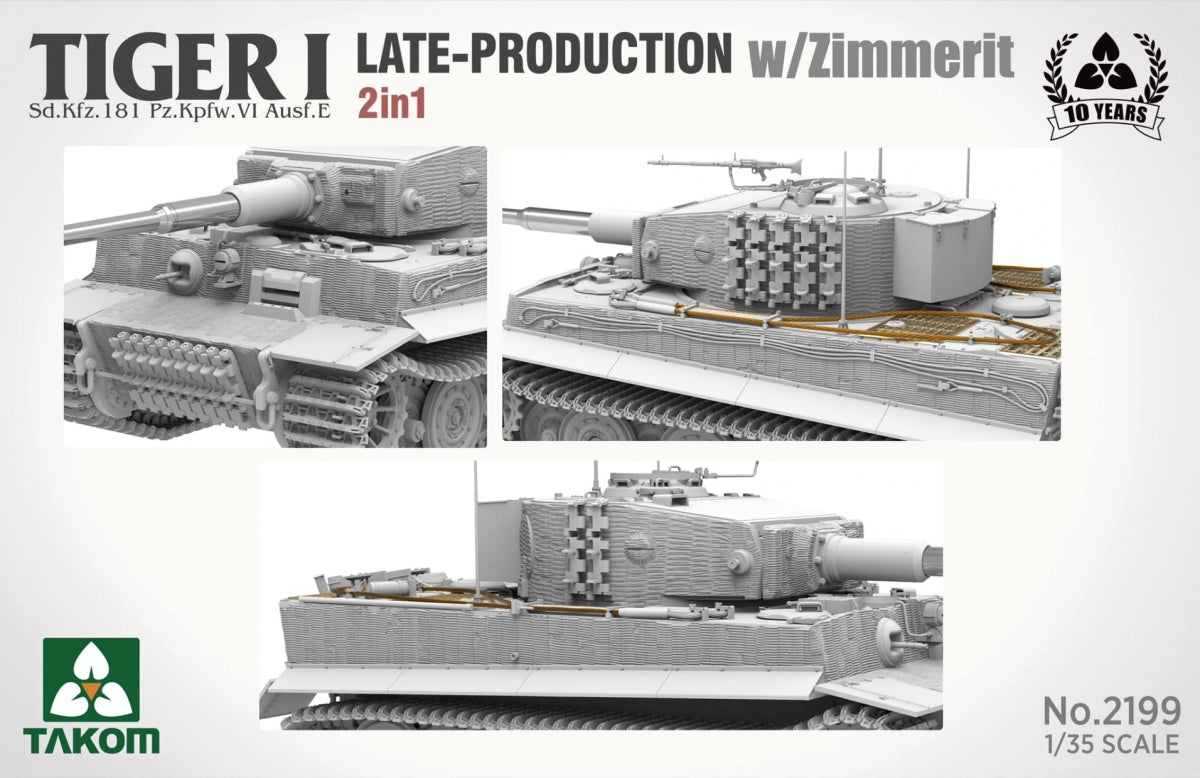 Takom 2199 Tiger I Late Production w/zimmerit Sd.Kfz. 181 Pz.Kpfw. VI Ausf. E (Late/Late Command) 1/35 – imagen 4