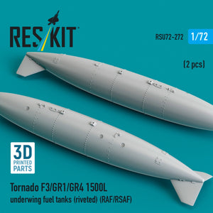 RESKIT RSU72-0272 Tornado F3/GR1/GR4 1500L underwing fuel tanks (riveted) (RAF/RSAF) (2 pcs) (3D Printed) 1/72