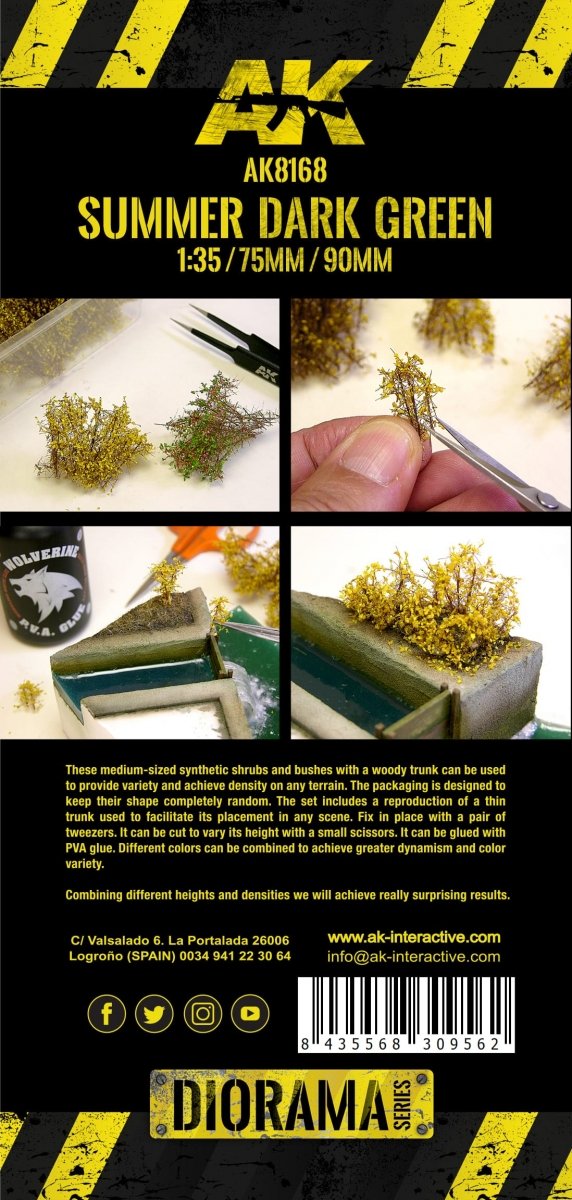 AK Interactive AK8168 SUMMER DARK GREEN SHRUBBERIES 75MM / 90MM 1/35 – imagen 3