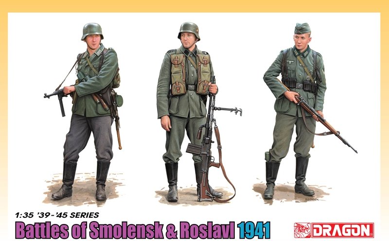 Dragon 6791 Bataille de Smolensk Roslavl 1941 (Ensemble de 3 figurines) avec bottes d'uniforme DS bonus 1/35