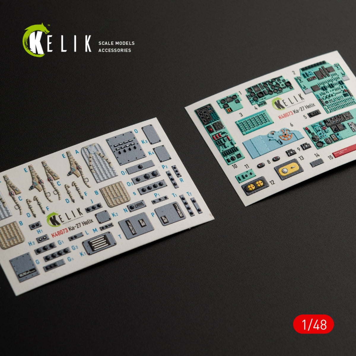Décalcomanies 3D pour l'intérieur du Ka-27 Helix (KELIK K48073) pour la maquette HobbyBoss au 1/48