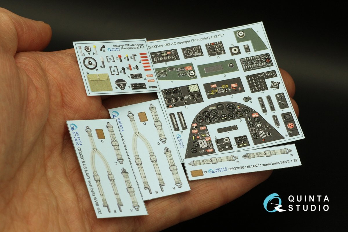 Quinta Studio QD32164 TBF-1C Avenger 3D-Printed &amp;amp; coloured Interior on decal paper (Trumpeter) 1/32 – imagen 6