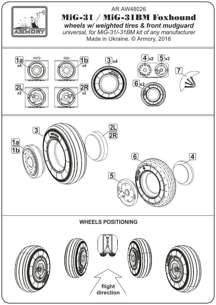 Armory Models AW48026 Mikoyan MiG-31 Foxhound wheels w/ weighted tires 1/48 – immagine 6