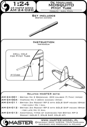 Master AM-24-020 De Havilland Mosquito - Rurka Pitota 1/24 – imagen 3