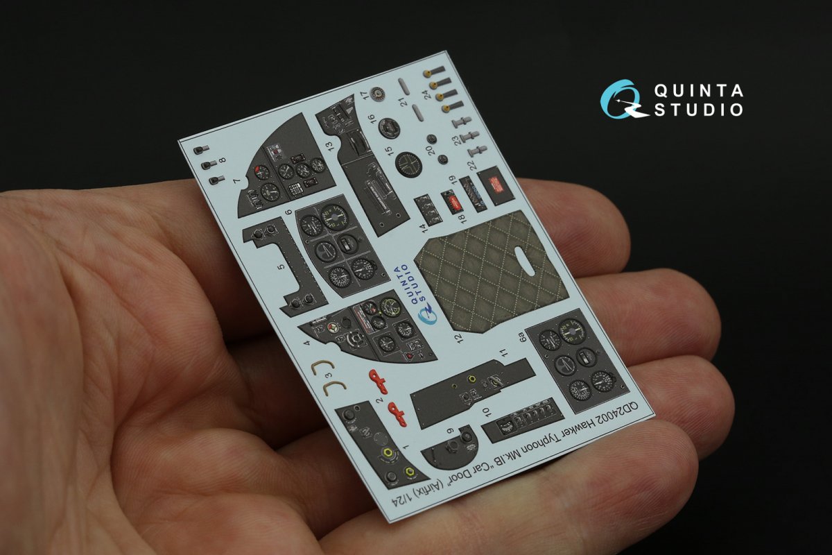 Quinta Studio QD24002 Hawker Typhoon (Car Door) 3D-Printed &amp;amp; coloured Interior on decal paper (Airfix) 1/24 – immagine 9
