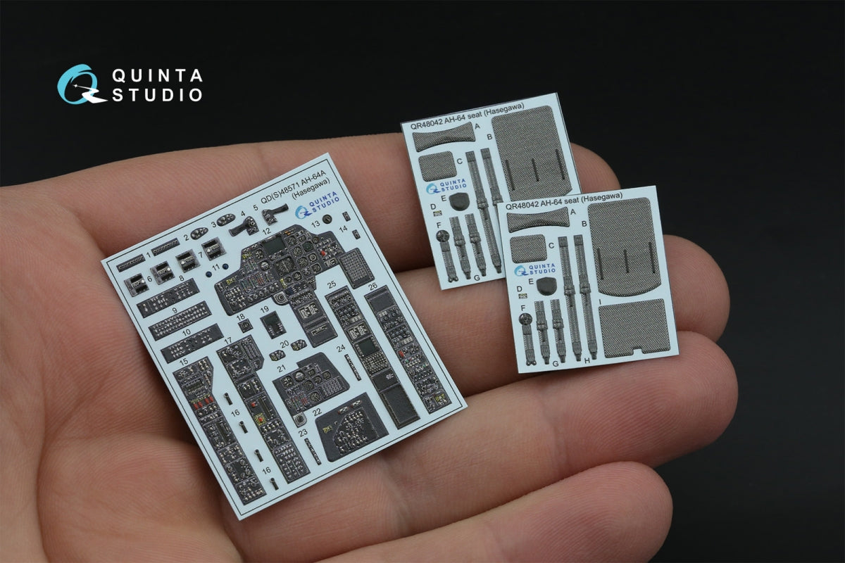 Quinta Studio QD48571 AH-64A 3D-Printed &amp;amp; coloured Interior on decal paper (Hasegawa) 1/48 – Bild 3