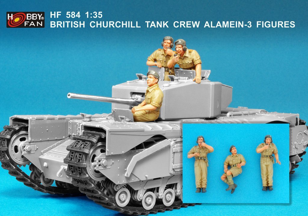 Hobby Fan HF584 BRITISH CHURCHILL TANK CREW ALAMEIN-3 FIGURES
