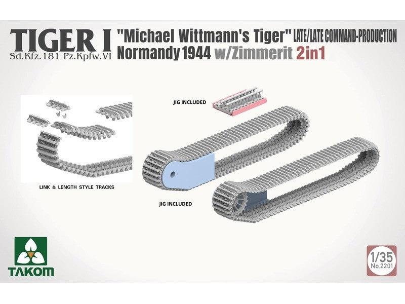 Takom 2201 Tiger I Late Production w/zimmerit Normandy 1944 Sd.Kfz. 181 Pz.Kpfw. VI Ausf. E &amp;quot;Michael Wittmann&amp;#39;s Tiger&amp;quot;(Late/Late Command) 1/35 – imagen 7
