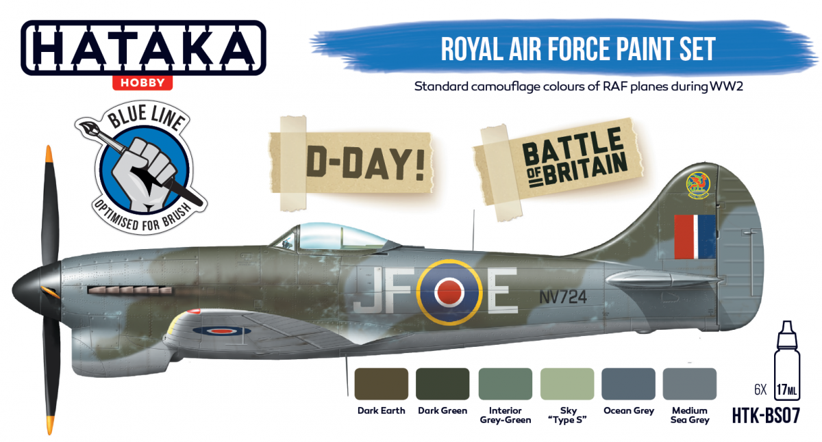Hataka HTK-BS07 BLUE LINE – Royal Air Force paint set 6x17ml – zdjęcie 2