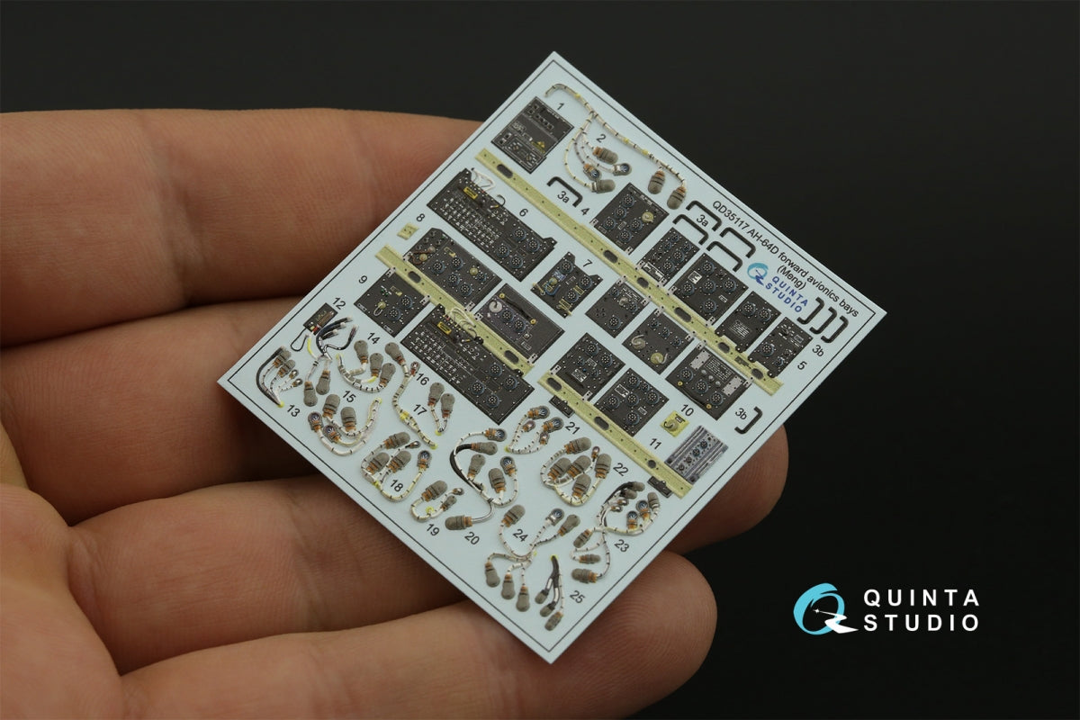 Quinta Studio QD35117 AH-64D Extended forward avionics bays 3D-Printed &amp;amp; coloured Interior on decal paper (Meng) 1/35 – imagen 3