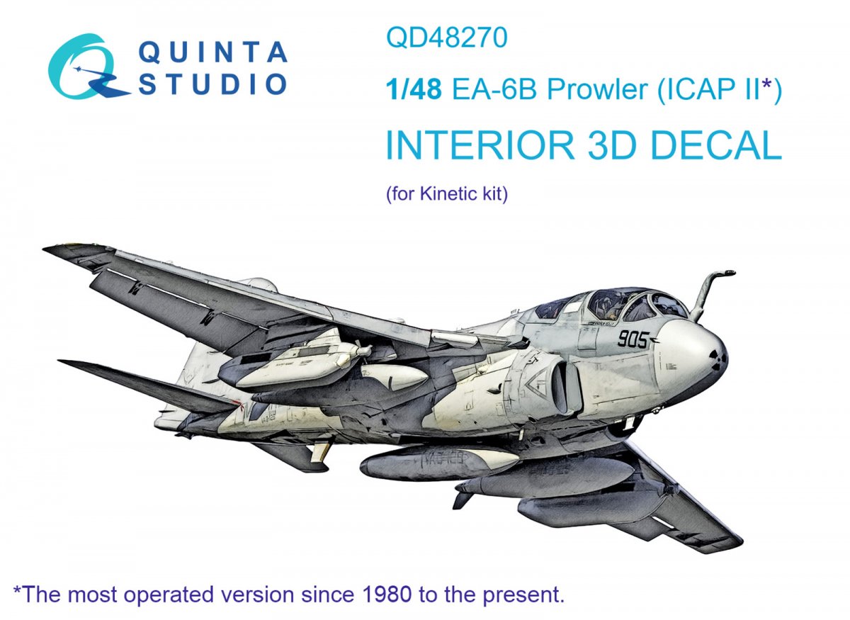 Quinta Studio QD48270 EA-6B Prowler (ICAP II) 3D-Printed &amp;amp; coloured Interior on decal paper (Kinetic) 1/48