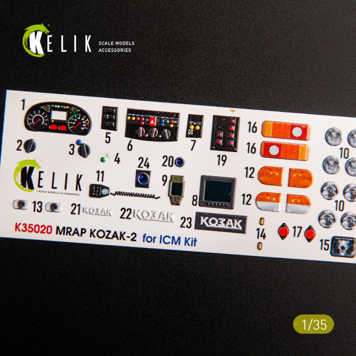 KELIK K35020 KOZAK-2 UKRAINIAN MRAP 3D DECALS FOR ICM KIT 1/35 – Bild 2