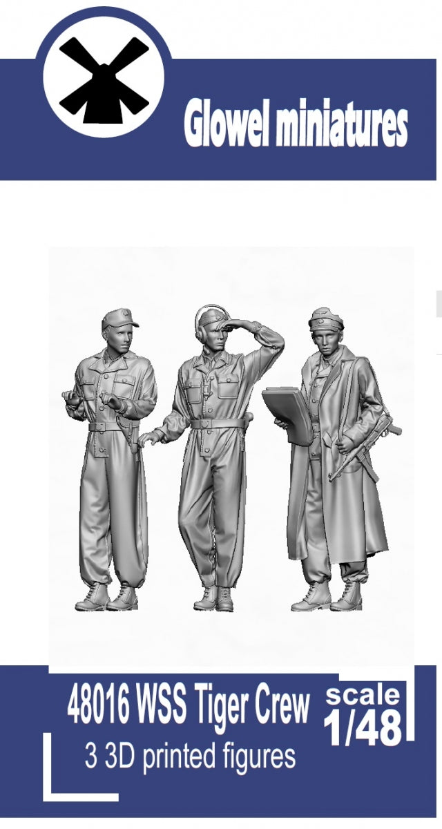Glowel Miniatures 48016 WSS Tiger crew (3 figurines, imprimées en 3D) 1/48