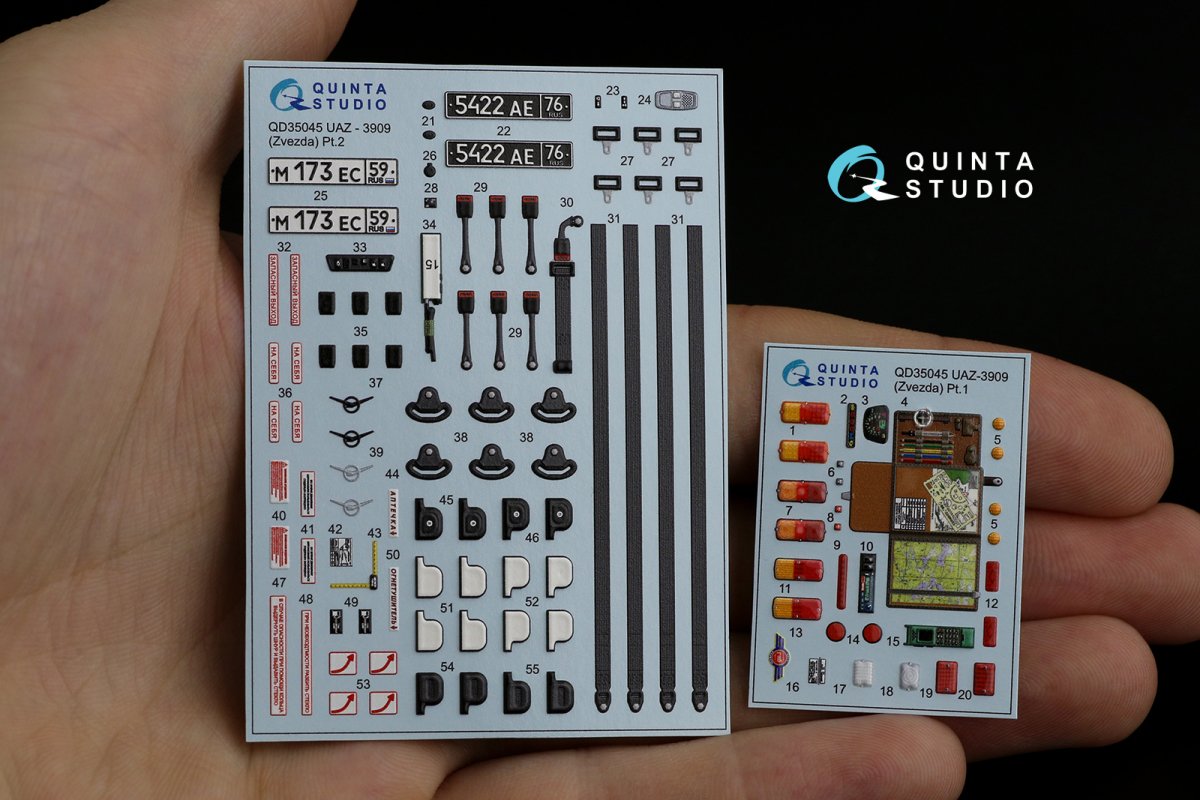 Quinta Studio QD35045 UAZ-3909 Intérieur imprimé en 3D et coloré sur papier décalque (Zvezda) 1/35 – image 13