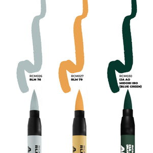 AK Interactive RCM111 WWII AXIS AIRCRAFT SQUIGGLE CAMOUFLAGE COLORS – RC MARKERS SET RCM026 RCM027 RCM030