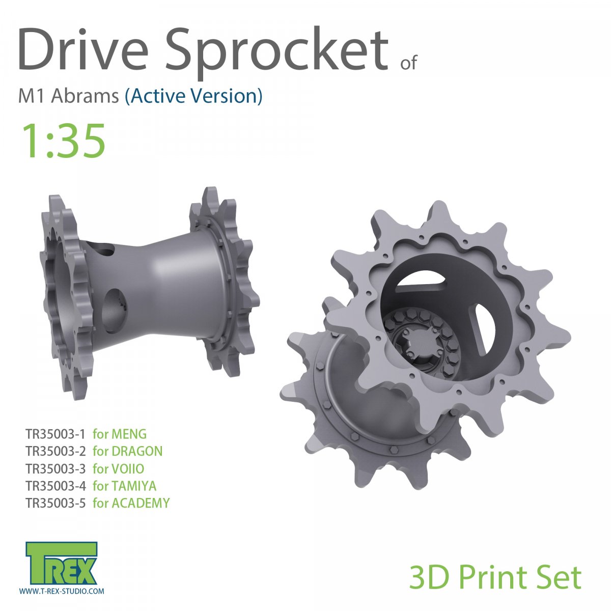 T-Rex Studio TR35003-1 M1 Abrams Sprocket Set A (Active Version)for MENG 1/35 – zdjęcie 2
