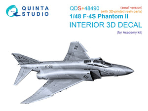 Quinta Studio QDS+48490 F-4S Phantom II 3D-Printed &amp;amp; coloured Interior on decal paper (Academy) (Small version) (with 3D-printed resin parts) 1/48