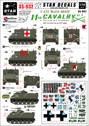 Star Decals 35-932 11e régiment de cavalerie au Vietnam et au Cambodge 2 1/35