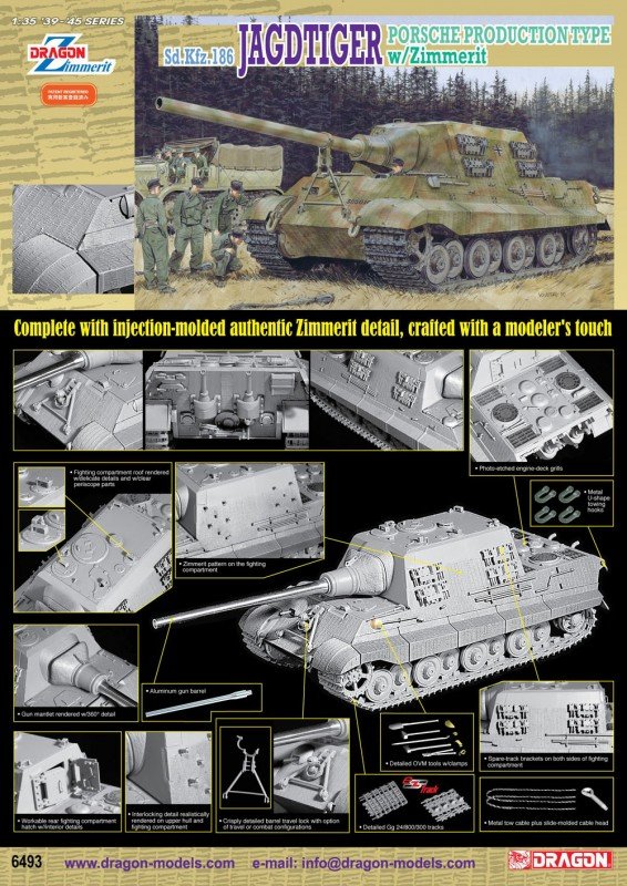 Dragon 6493 Sd.Kfz. 186 Jagdtiger Porsche Production Type with zimmerit 1/35 – imagen 2
