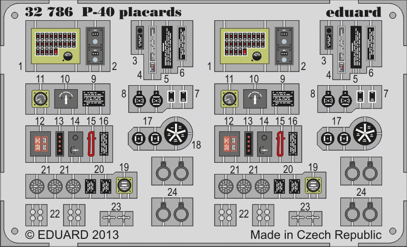Plaques Eduard 32786 P-40 1/32