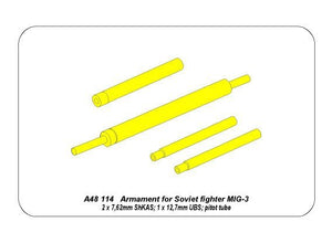 Aber A48114 Armament for Soviet fighter MIG-3 2x7,62ShKAS; 1x12,7mm UBS; pitot tube 1/48 – imagen 10