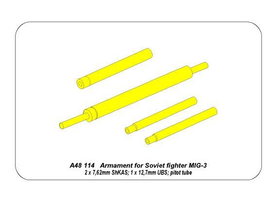 Aber A48114 Armament for Soviet fighter MIG-3 2x7,62ShKAS; 1x12,7mm UBS; pitot tube 1/48 – imagen 10