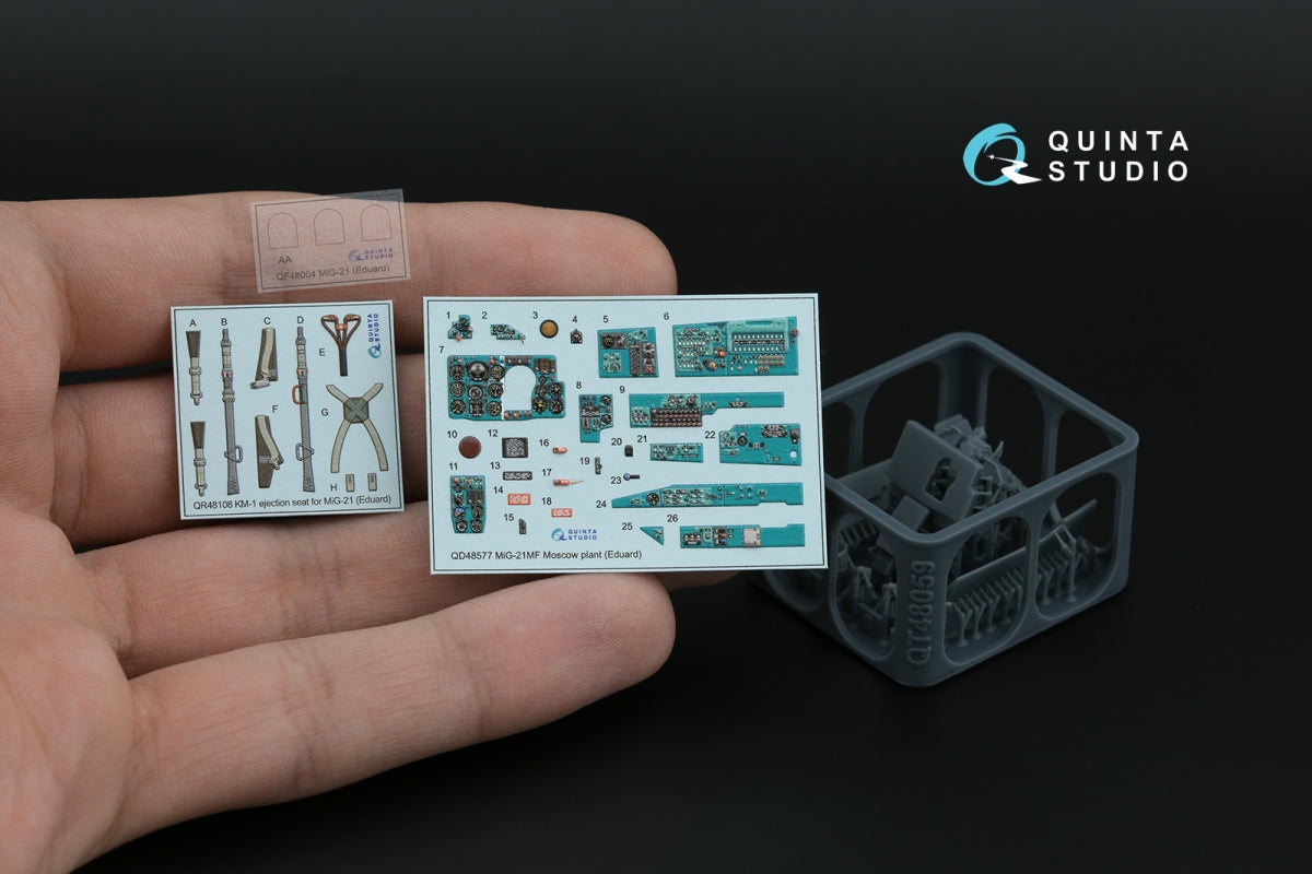 Quinta Studio QD+48577 MiG-21MF Fishbed-J (Moscow plant) 3D-Printed &amp;amp; coloured Interior on decal paper (Eduard) (with 3D-printed resin parts) 1/48 – zdjęcie 4