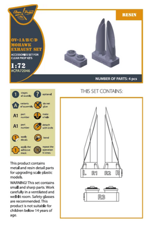 Clear Prop! CPA72046 OV-1 A/B/C/D Mohawk exhaust set for CP kit 1/72 – imagen 2