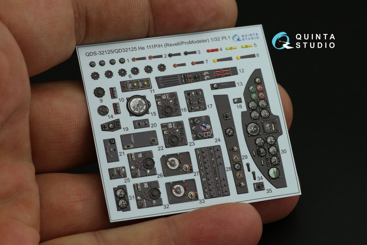 Quinta Studio QD32125 He 111 P/H 3D-Printed &amp;amp; coloured Interior on decal paper (Revell/ProModeler) 1/32 – Bild 12
