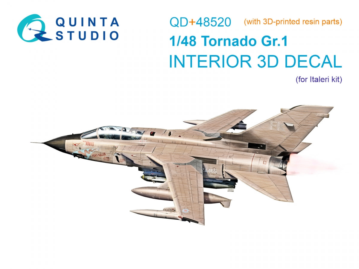 Quinta Studio QD+48520 Tornado Gr.1 3D-Printed &amp;amp; coloured Interior on decal paper (Italeri) (with 3D-printed resin parts) 1/48