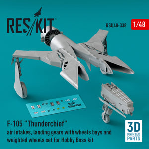 RESKIT RSU48-0338 F-105 Thunderchief air intakes, landing gears with wheels bays and weighted wheels set for Hobby Boss kit (3D Printed) 1/48 – immagine 2
