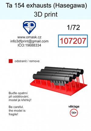 Omask 107207 Ta 154 exhausts (Hasegawa) 3D print 1/72 – immagine 2
